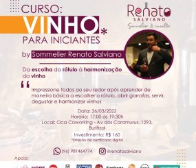 Sommelier Renato Salviano ministra o curso “Vinho para iniciantes” dia 26 em Macapá