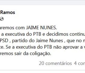 PTB continua com Jaime Nunes
