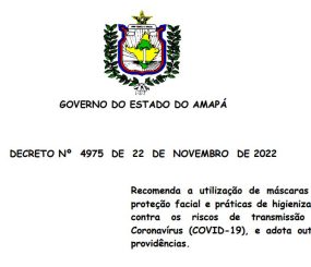 Covid – Governo do Amapá baixa decreto recomendando o uso de máscara